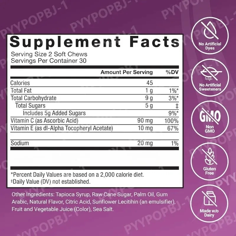 Hair Vitamins Gummies Berry Flavor 60 Count Nutrition Supplement with Biotin & Vitamins C E — Promote Wellness Hair Growth