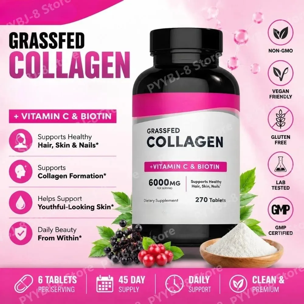Collagen Tablets 6000mg with Vitamin C and Biotin Hair Skin Nails Beauty Support Dietary Supplement 270 Tablets