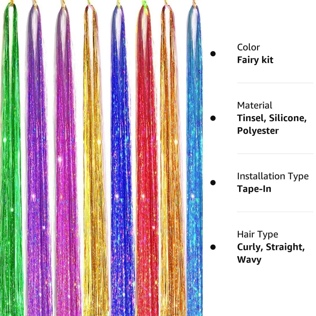 Sparkle Shiny synthetic Hair Tinsel Hair Extensions Dazzles Women Hippie for Braiding Headdress Hair Braiding Tools Long 120cm