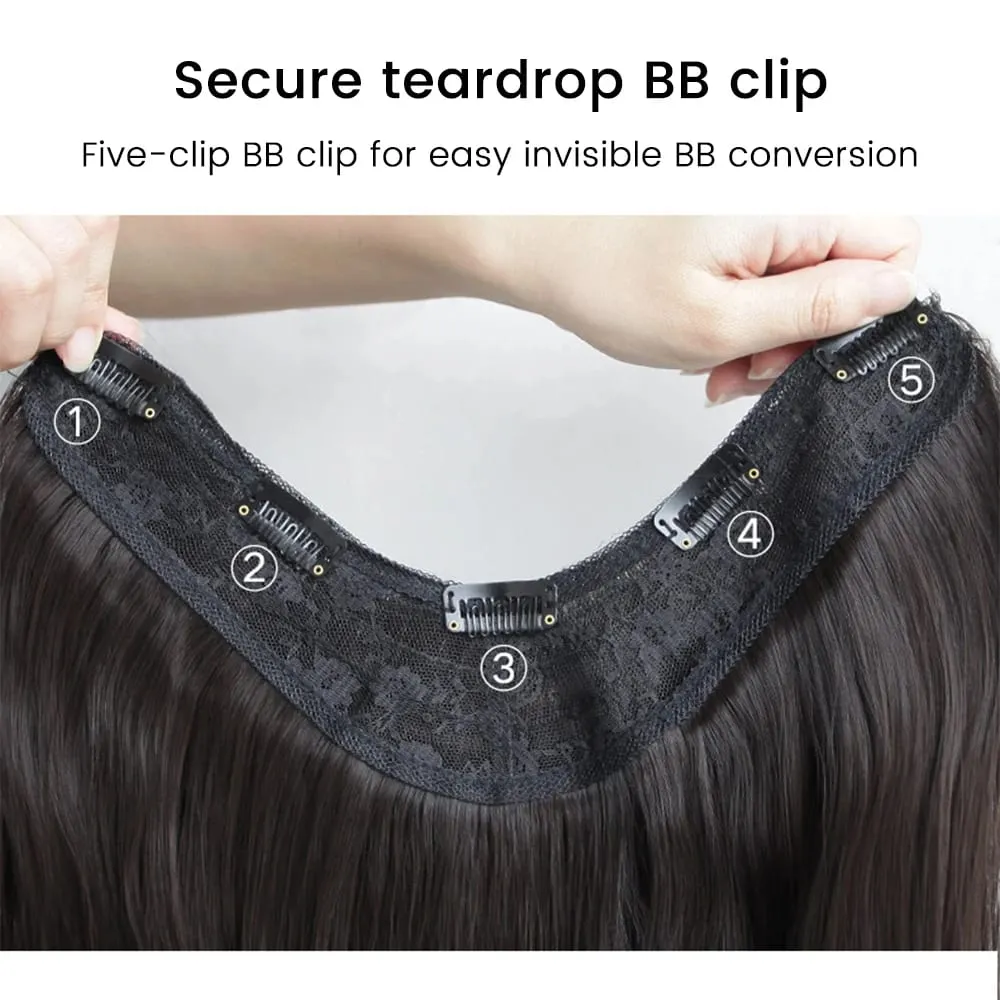 20Inch Synthetic Long Curly Wavy Layered V-Shaped Clip-in Hair Extension 4 Clip Heat Resistant Hairpiece for Women Daily Party