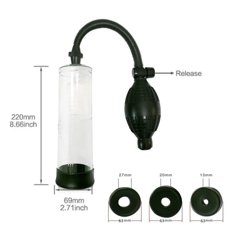 Penis Extender Enlarger Manual Vacuum Pump With Pressure Gauge Cock Exercises Training Device Stronger Bigger Ejaculation 18+