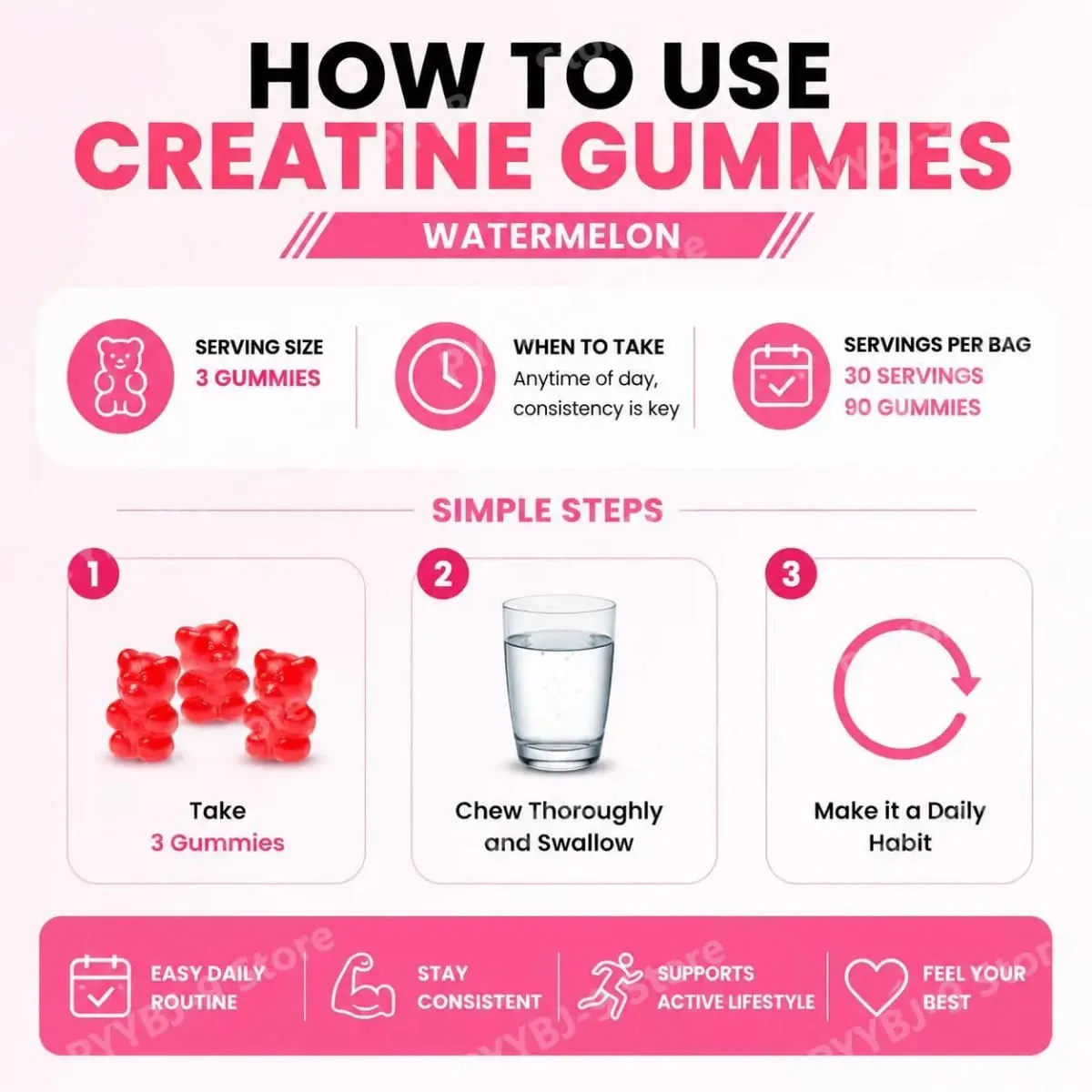 Googeer Creatine Gummies with L-Tyrosine L-Theanine & Huperzine A for Muscle Growth Strength Energy & Endurance Support 90 CT