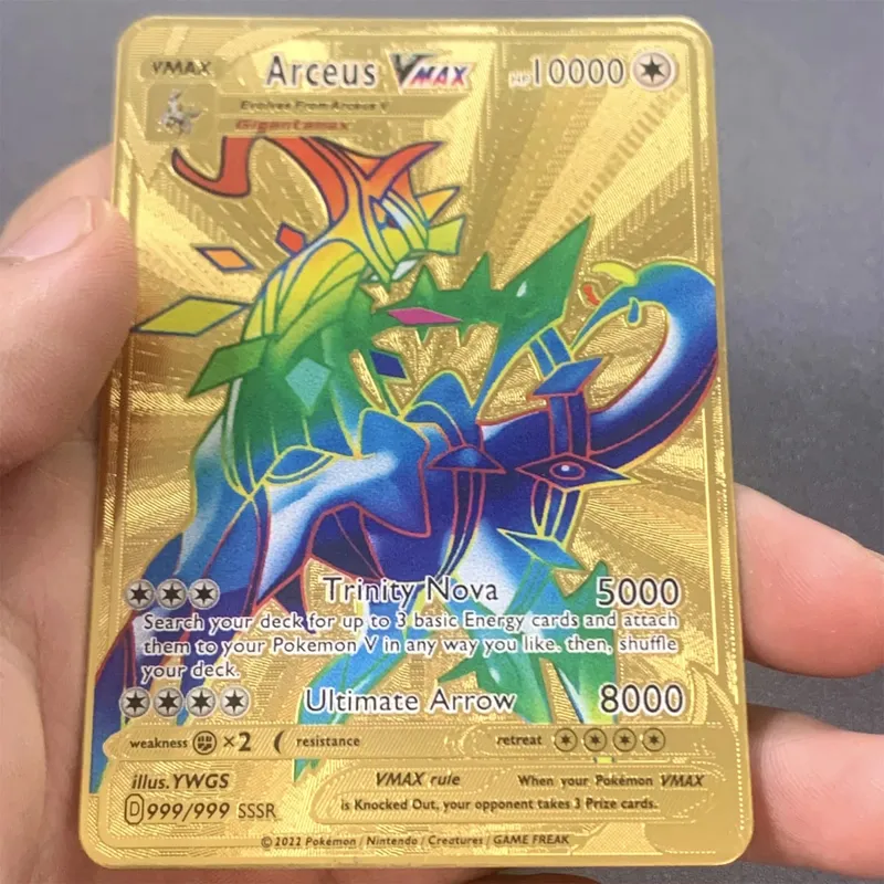 İngilizce Metal Pokemon Kartları DIY Arceus Mewtwo Charizard Pikachu Parlak Demir Pokémon GX Vmax EX Oyunu Çocuk Koleksiyonu Kart Oyuncak Hediye