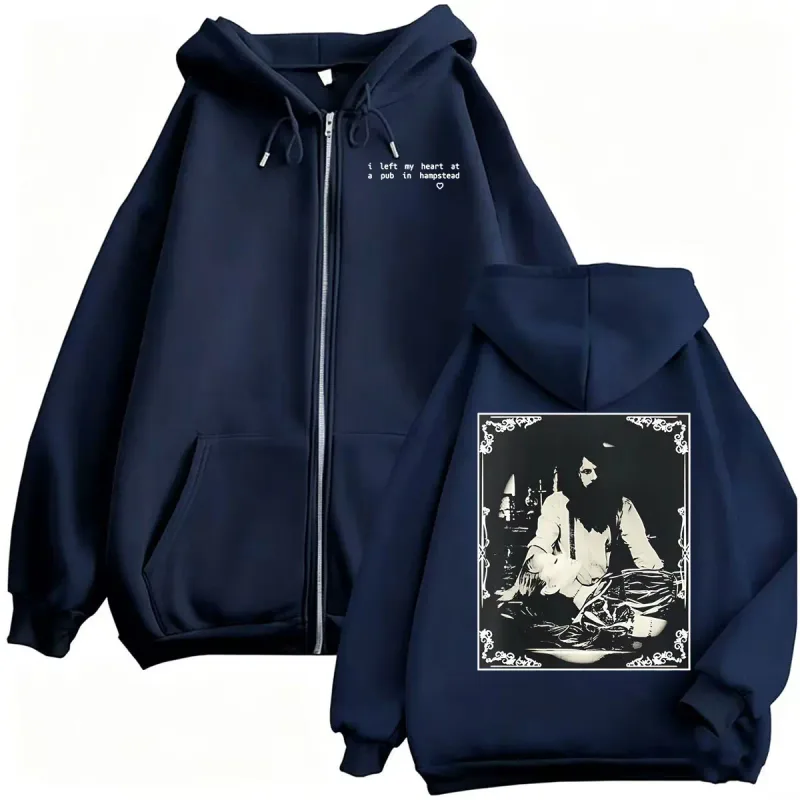 Ariana Grande I Left My Heart At A Pub in Hampstead Sweatshirt Jacket Coats Men Women Harajuku Gothic High Street Zipper Hoodies