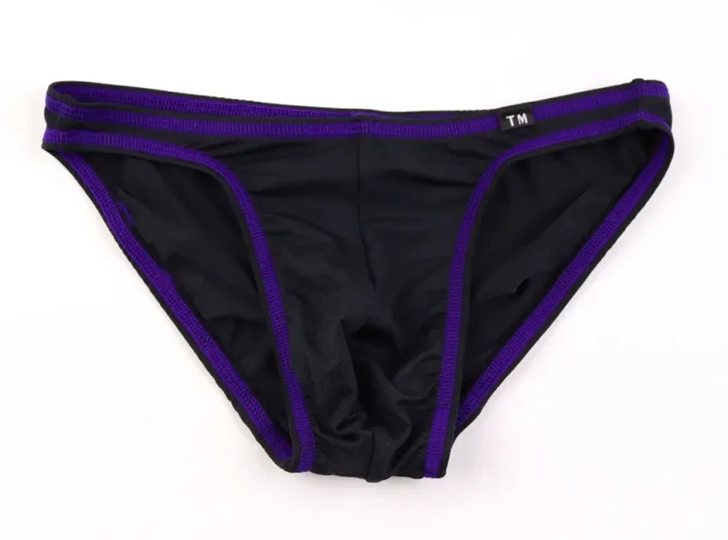 Sexy Male Big Pouch Briefs Contrast Color Binding Edge Low Waist Silky Smooth Candy‑colored Men Daily Intimate Underwear Panties