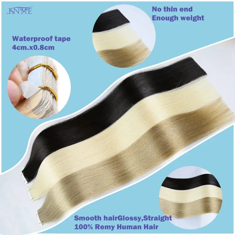 Tape In Hair Extension 100% Really Human Hair Straight Tape Ins Invisible 613 Brown Blonde 2.5g/pcs 16-24 Inch For Women