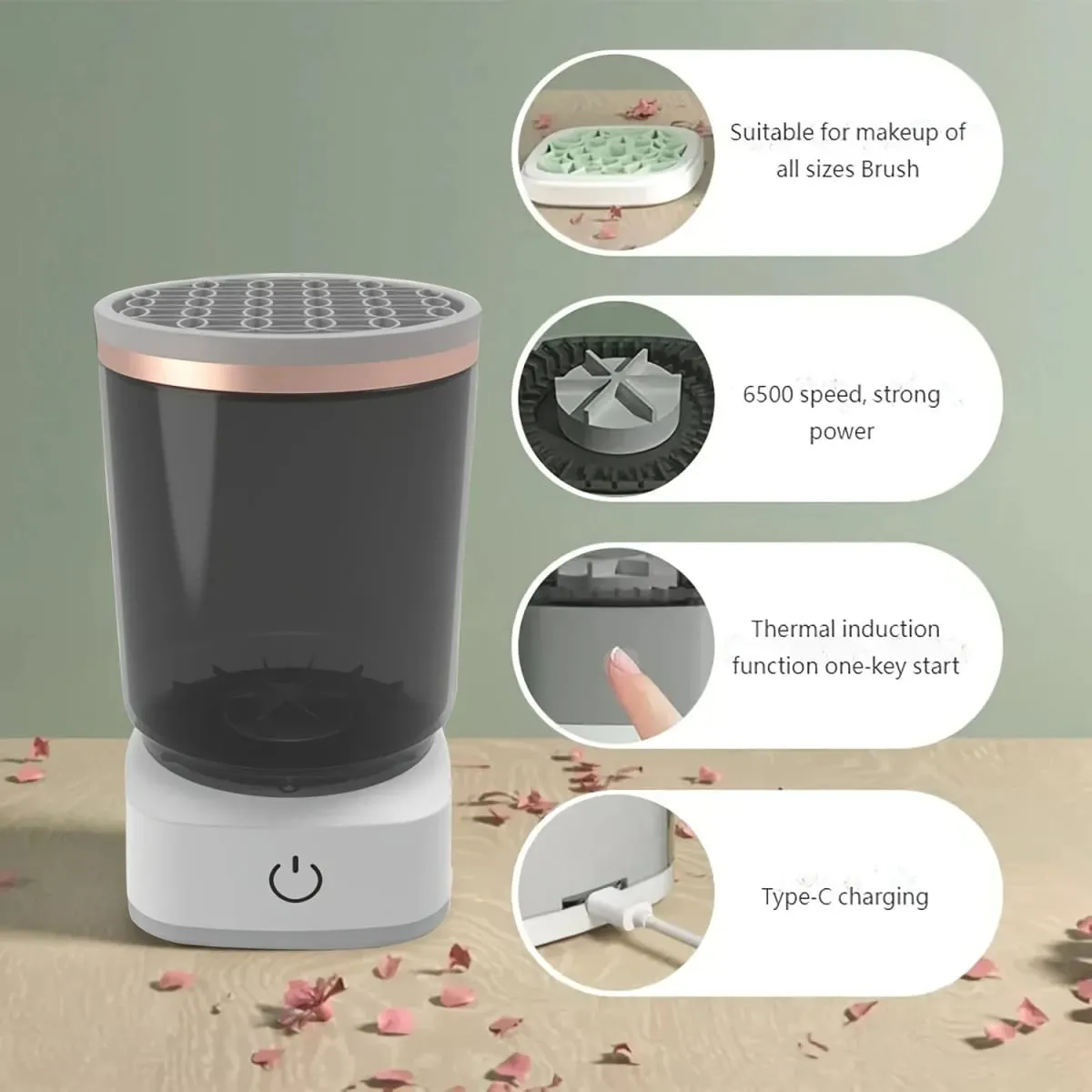 Electric Makeup Brush Cleaner Automatic Cosmetic Brush Cleaning Tool Fast Deep Cleaning For All Size Brushes durable