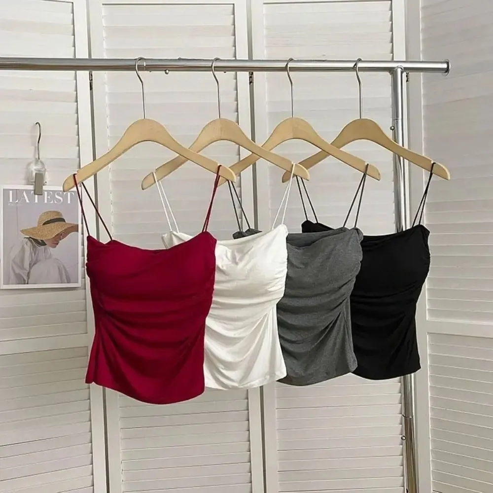 Square Collar Women's Vest with Breast Pads Free Size Beautiful Back Underwear Anti-light Fixed Cup Slim Back Slim Sling Summer