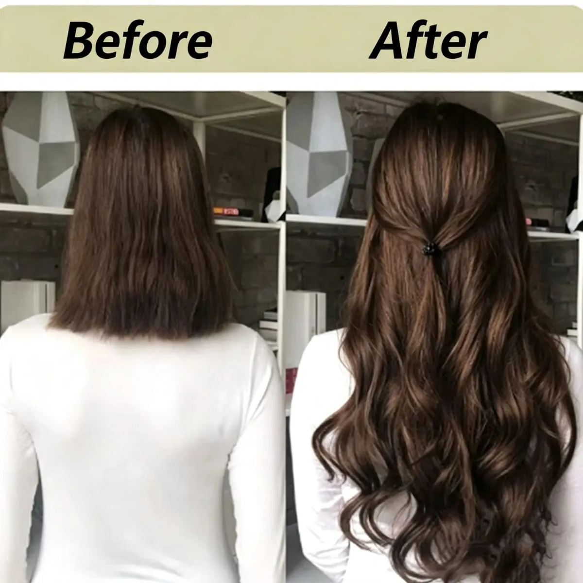 18inch 16 Clips Long Wavy Black Hair Extensions Heat Resistant Fiber Hairpiece Women Halloween Cosplay Costume Daily Hairstyle