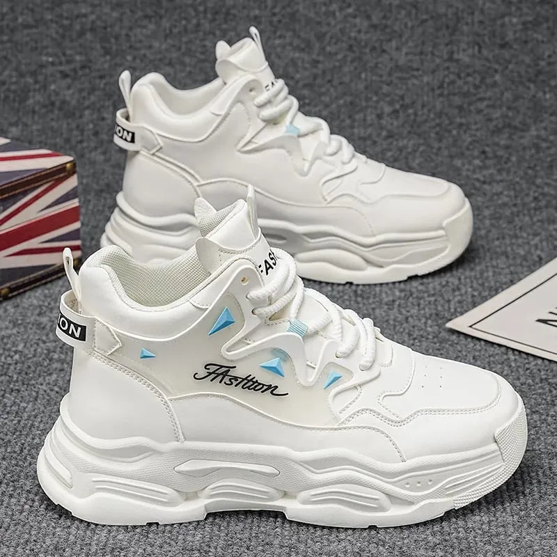 Men's shoes 2026 new leather waterproof casual men's sports shoes running height increasing outdoor dad shoes
