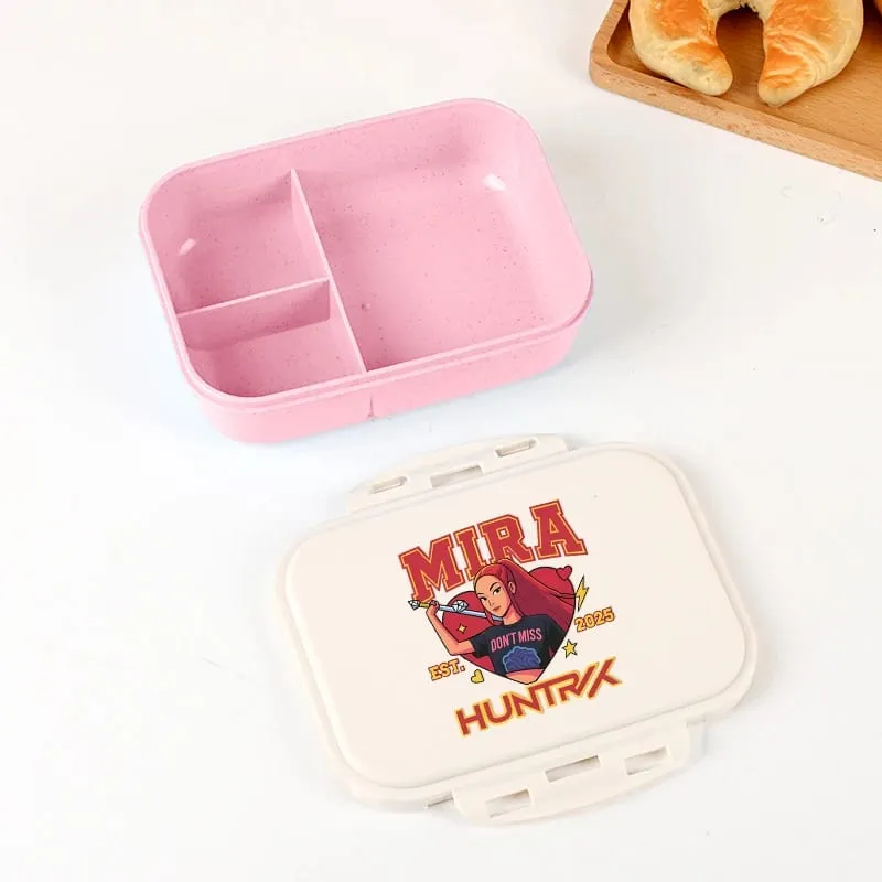 Demon Hunters Lunch Box para sa Boy Girl Cute Mira Zoey Jinu Portable Plastic Bento Box na may Dinnerware Food Fruit Container