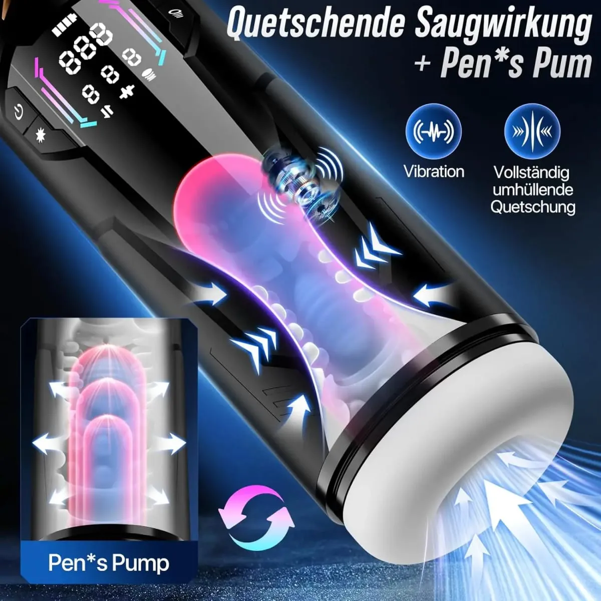 Automatic Male Masturbator Hands-Free 7 Telescopes & Sucking & Vibration Pocket Pussy Sex Toy for Men Adults Piston Mastubator
