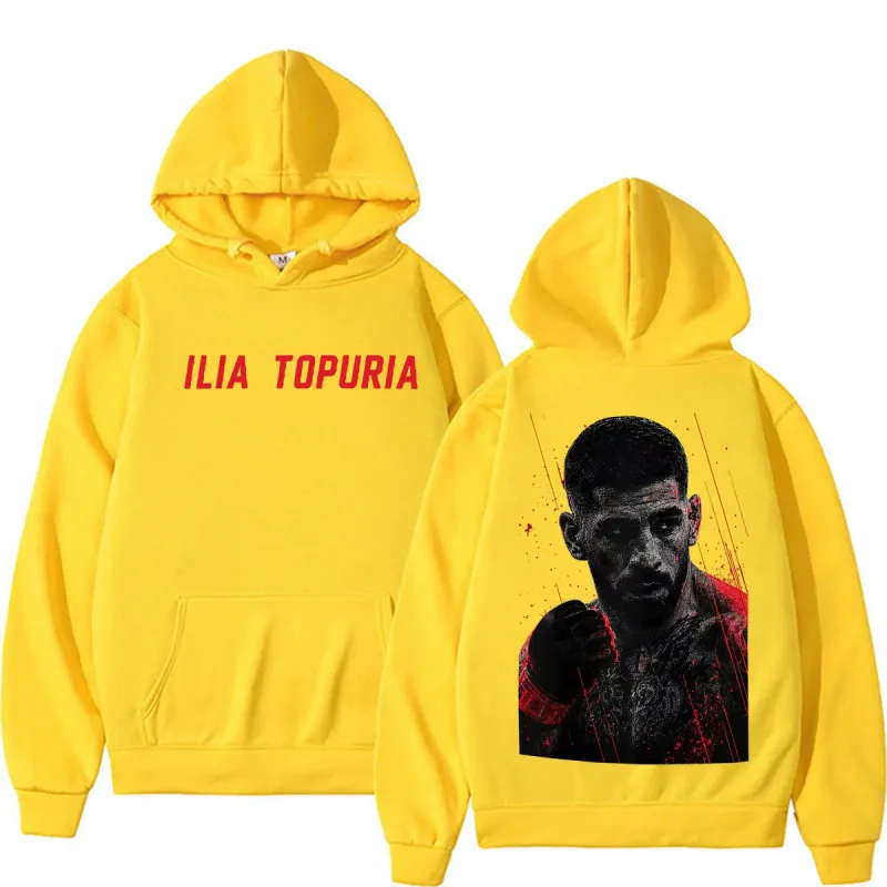 Ilia Topuria El Matador Vintage Graphic Hoodies Men's Clothing Violence Aesthetic Sweatshirts Casual Fleece Pullovers Streetwear