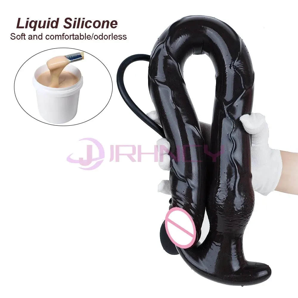 Super Long 100cm Inflatable Anal Dildos Liquid Silicone Huge Butt Plug in-depth Rectal Dilation Prostate Massage BDSM Sex Toys