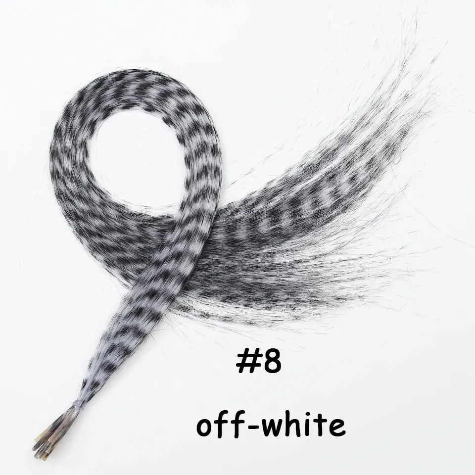 Synthetic Colored Feather Hair Extensions 16Inch Blue Purple For Women Zebra Line Feather Hairpiece For Women New Year Carnival
