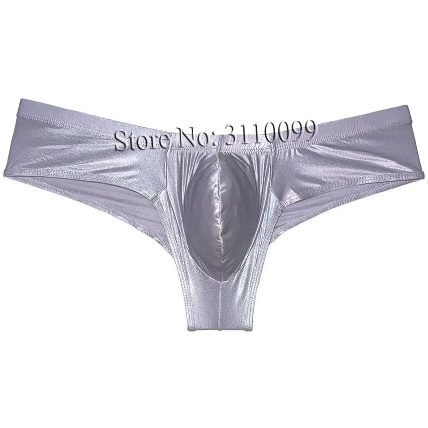 Cuecas boxer masculinas de seda brilhante mini biquíni melhoram bolsa boxers de biquíni