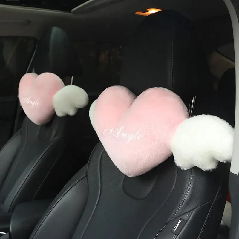 Cute Angel Heart Plush Pillow with Wings Soft Fluffy Love Heart Stuffed Cushion Car Sofa Home Decor Valentine Creative Gift
