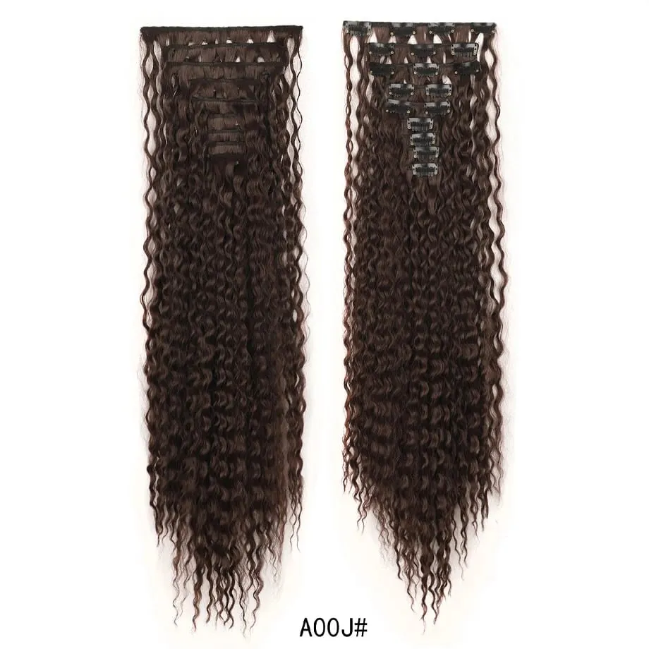 9pcs Clip in Hair Extensions 22 Inch Curly Wavy Hair Extension Loose Long Soft Synthetic Hairpieces for Women Daily Hairstyle