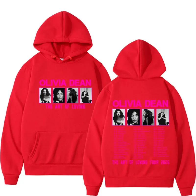 Olivia Dean Art of Loving Tour 2026 Graphic Hoodie Men Women Fashion Sweatshirts Loose Casual Oversized Pullover Streetwear Tops