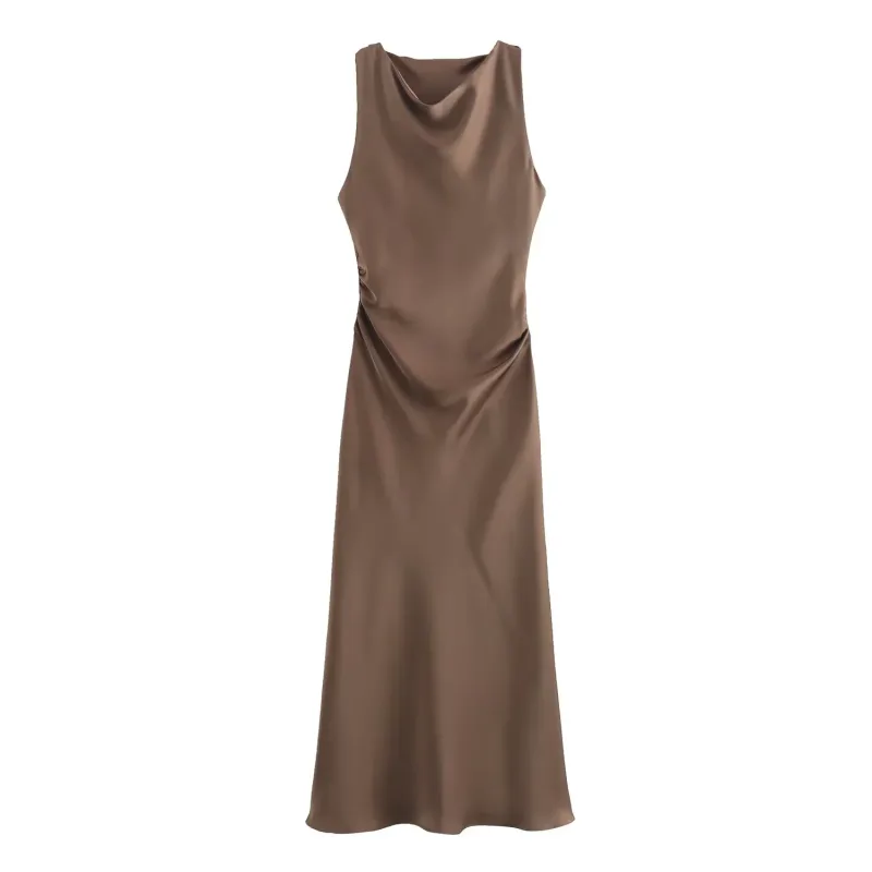 Satin Long Dresses for Women 2026 Summer Slip Midi Dress Woman Sexy Evening Party Dress Sleeveless Female Elegant Dresses