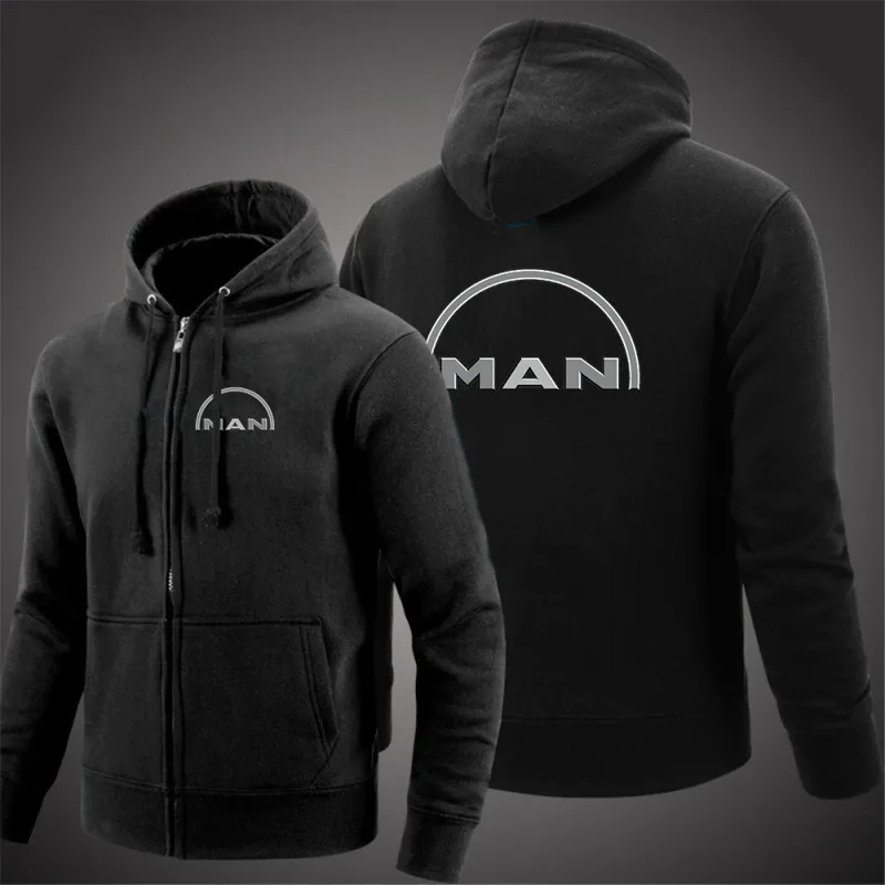 2025 Spring And Autumn Men's Truck man Logo Print Minimalist Style Daily Commute Hooded Coat Drawstring Zipper Hoodies Jacket