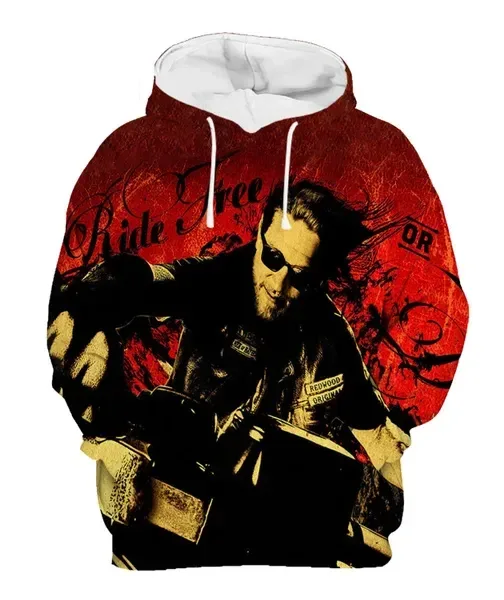 Men's Street Style 3D Sons of Anarchy Print Hoodies Sweatshirts Autumn/Winter Unisex Loose Casual Tracksuit Outdoor Y2k Pullover