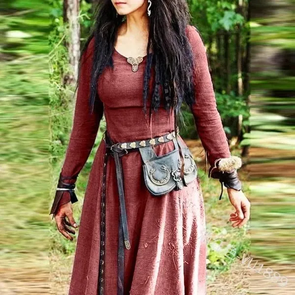 LisdinoMedieval Dress Women Long Sleeve Maxi Robe Vintage Fairy Elven Dress Renaissance Celtic Viking Gothic Cosplay Costumes