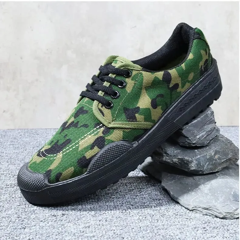 Men's Retro Canvas Shoes Vintage Military Style Sneakers Breathable Work Boots Non slip Casual Walking Footwear Outdoor Hiking