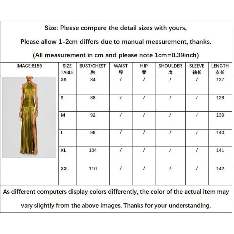 Elegant Sexy Off Shoulder Halter Pleated Slit Maxi Dress Luxury Corset Gold Evening Cocktail Dresses For Women Party Prom Gown