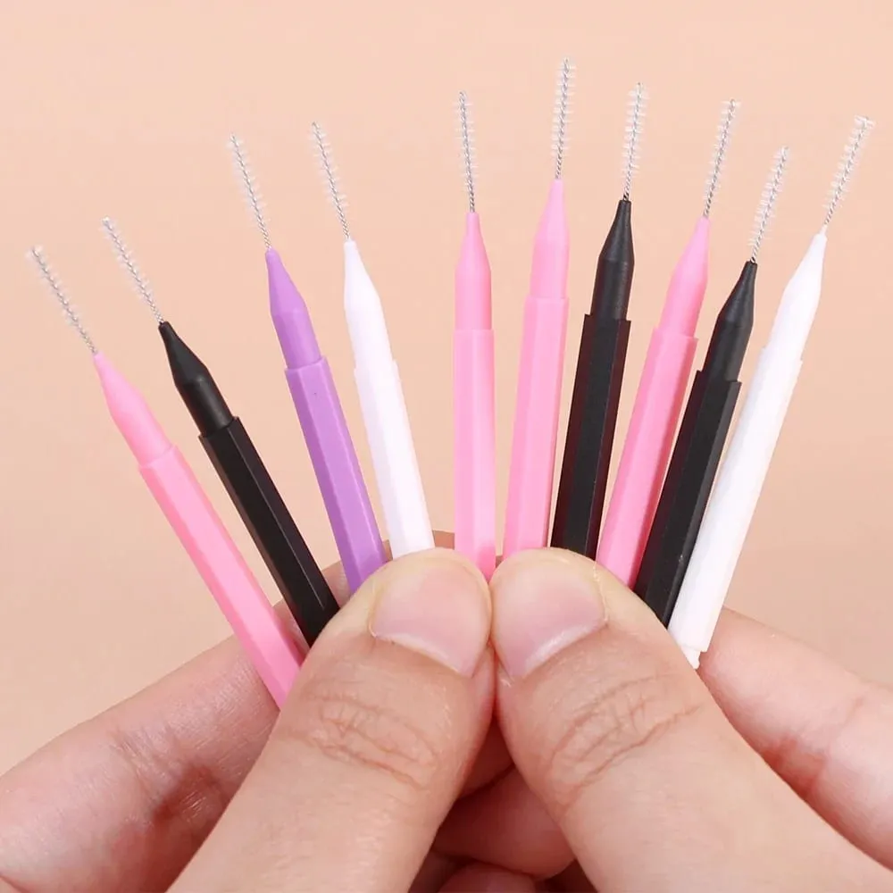 50PCS Mini Eyebrow Brush Portable Brow Perm Brushes Disposable Bendable Micro Eyelash Brow Lifting Brushes Applicators Tools