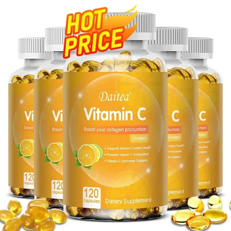 Vitamin C 2000 Mg Promotes Collagen Production Vitamin C Liposomal Dietary Supplement Non-GMO and Gluten-Free Vegetarian