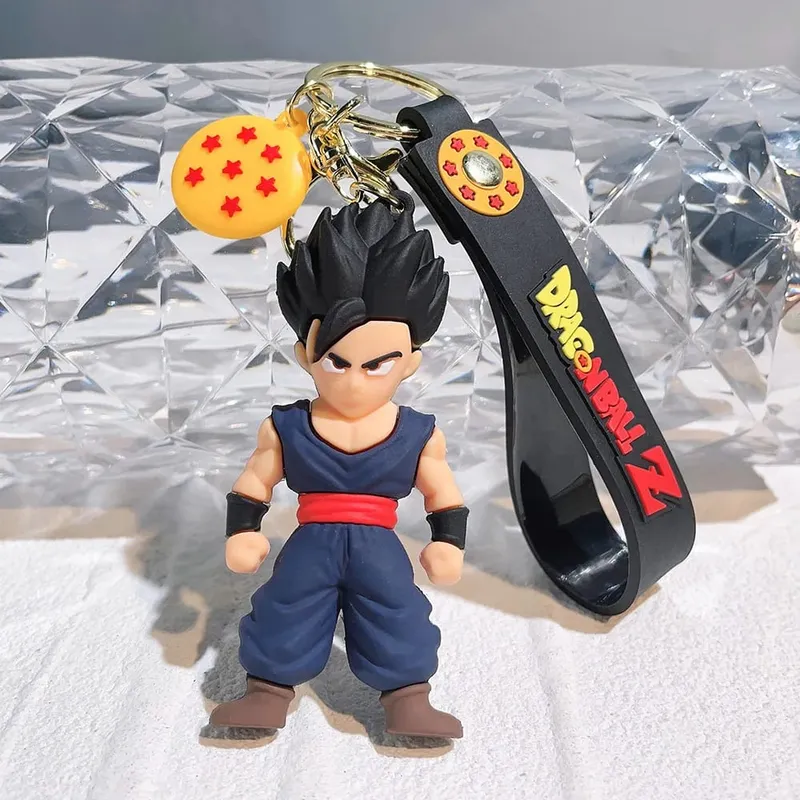 Anime Dragon Ball Keychain PVC Cartoon Cartoon Figure Trunks Son Goku Piccolo Buu Vegeta Figures Key Chain Keyring Bag Decor