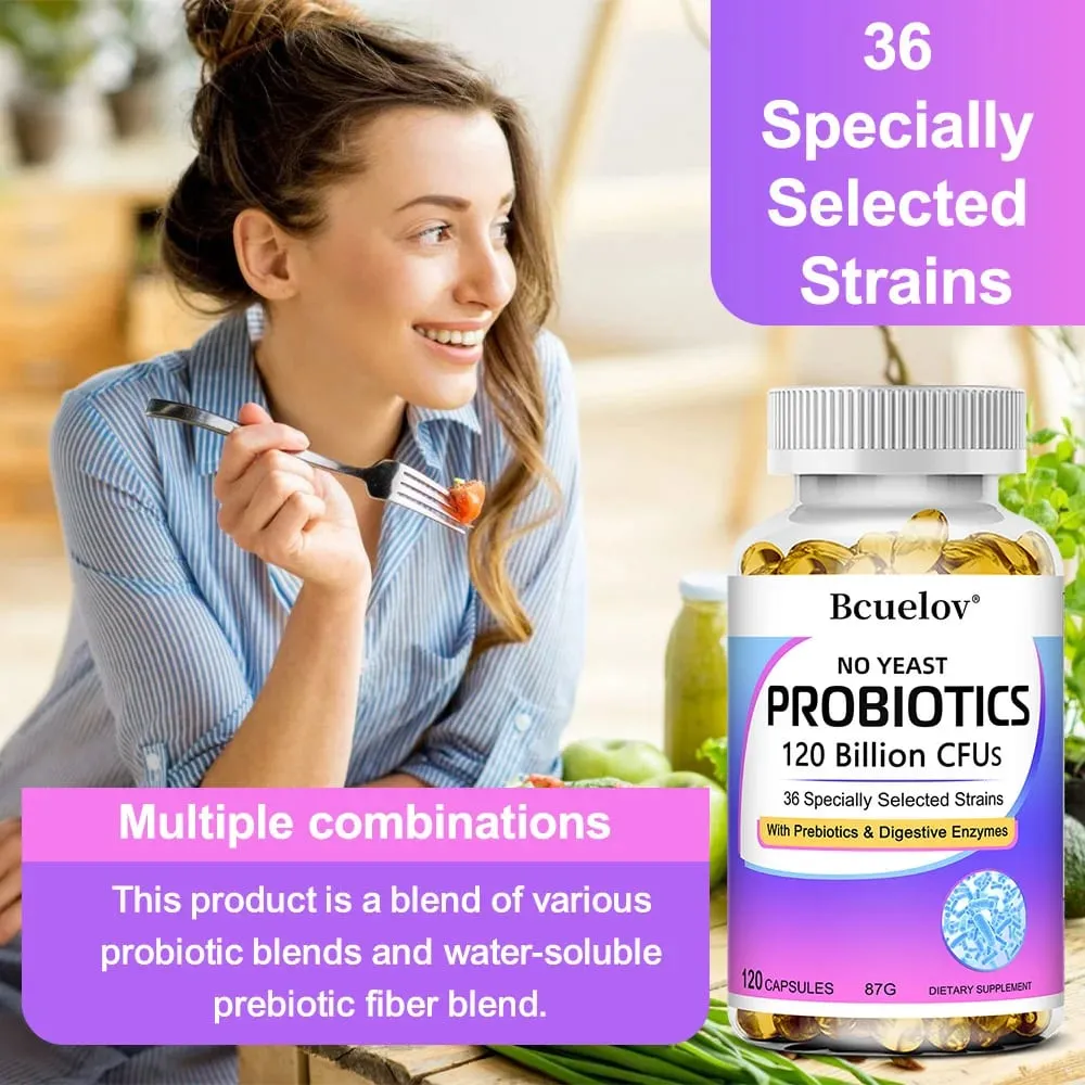 Probiotics 120 Billion CFU with Prebiotics & Digestive Enzymes Supports Digestion Gut Flora Bloating Relief & Immune Health