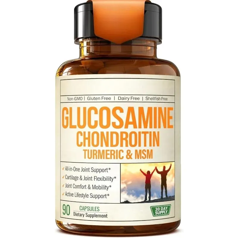 Glucosamine Chondroitin Capsules with Glucosamine Sulfate 1500mg and MSM Support Cartilage Joint Daily Health 90count Per Bottle