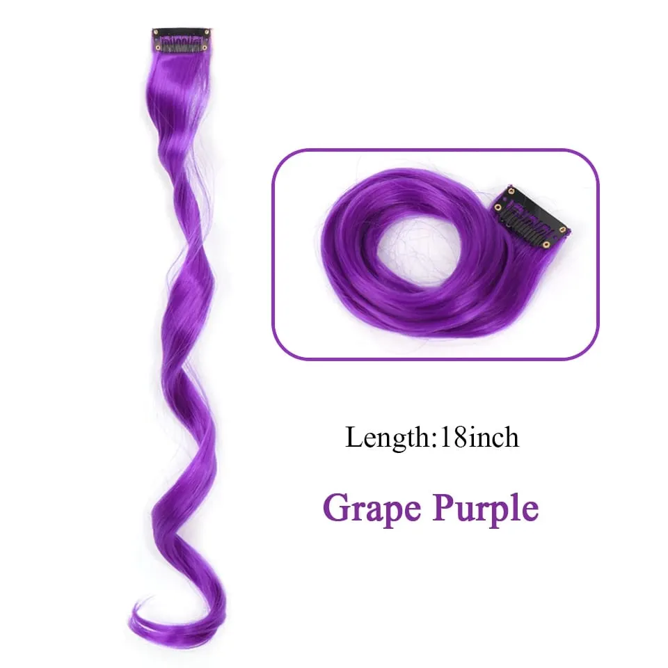 Tổng Hợp Kẹp Trong Một Miếng Nhiều Màu Sắc Làm Tóc Xoăn Tóc Tổng Hợp Miếng 18 "Dài Ombre Tóc Hồng Tím Đỏ xanh Dương