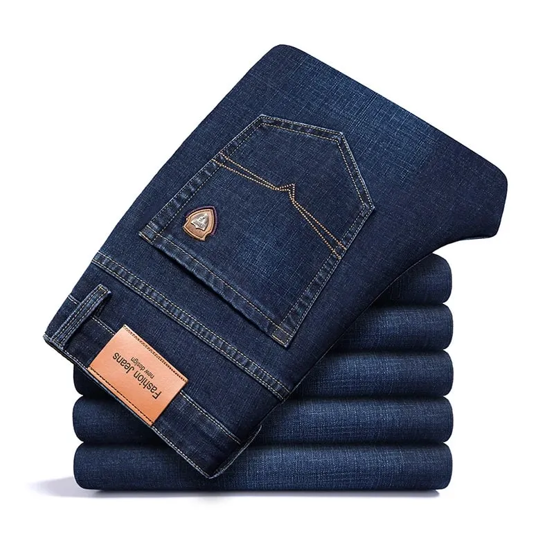 BAO 2026 automne printemps ajusté droit stretch denim jean style classique badge jeunes hommes d'affaires jeans décontractés pantalon