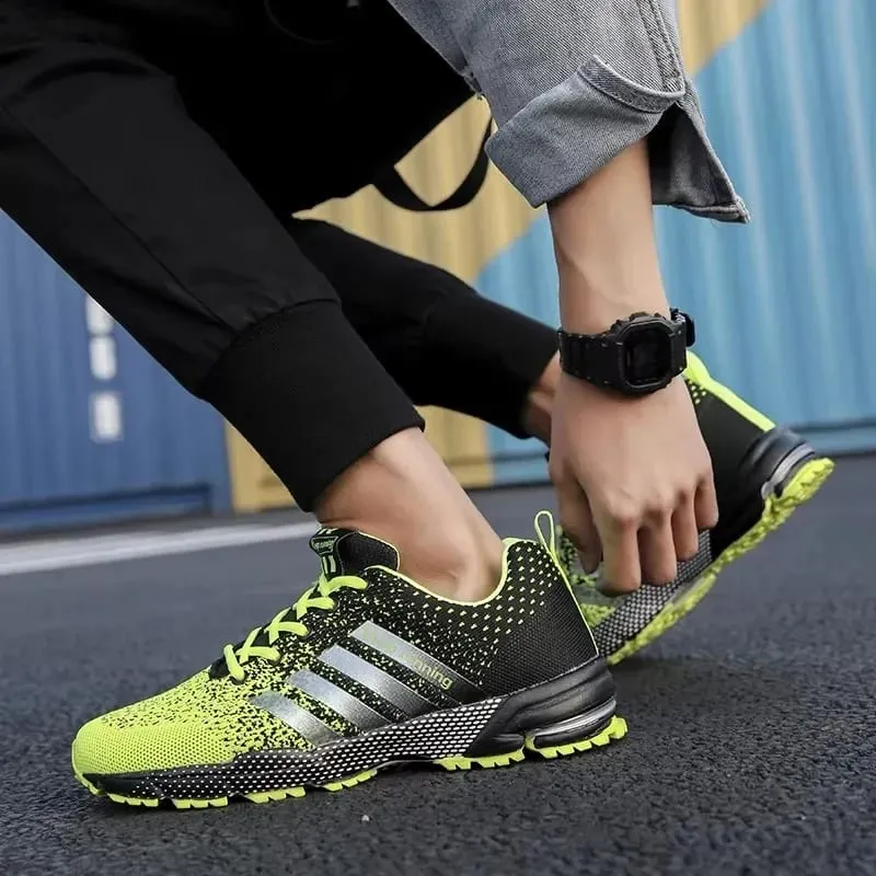 Best Seller! Men's Trendy Knitted Running Shoes Breathable Light Sneakers Anti-Slip Outdoor Casual Mens Shoes Zapatillas Hombre