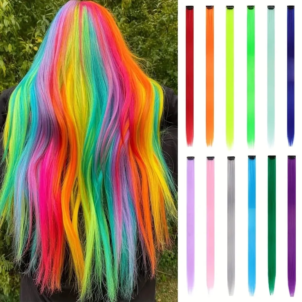 Sambungan Rambut Klip Dalam 12 Inci 22 Inci Sambungan Warna Sintetik Pelbagai Warna Eksklusif Gaya Lurus Panjang Wanita Tersedia