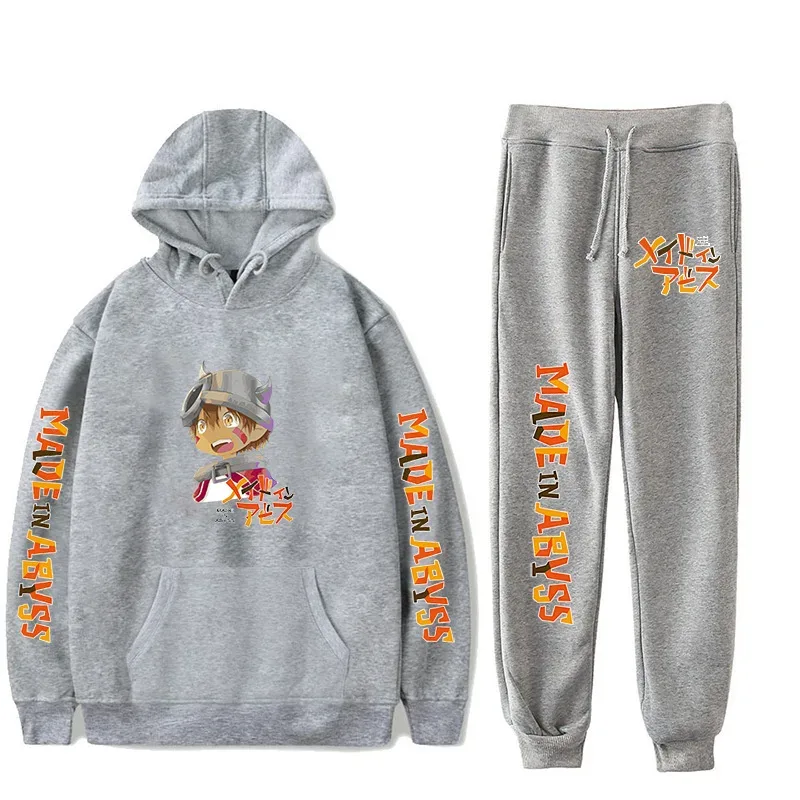 Harajuku Comfortable Made in abyss Print Sweatshirt Sweatpants Suit Men/Women Hoodies+ Trousers Suit Cute 2 Piece Set Clothes