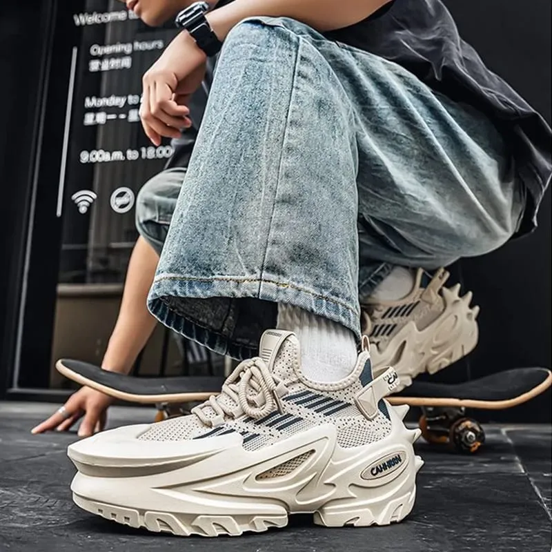 Original Brand Shoes for Man Luxury Knit Breathable Mecha Design Men Sneakers Increased Height Dad Shoes Fashion Socks Shoes