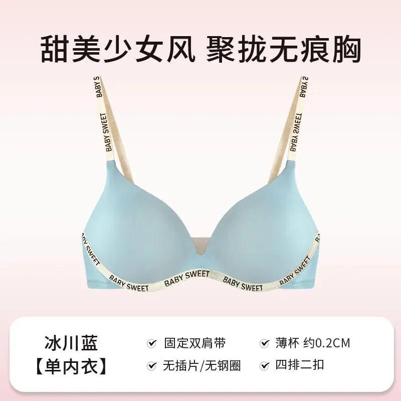 Seamless Bralette Set for Teens Wireless Comfort Push Up Padding Lightly Lined Pure Color Bra Panty Young Women Lingerie MOYISU
