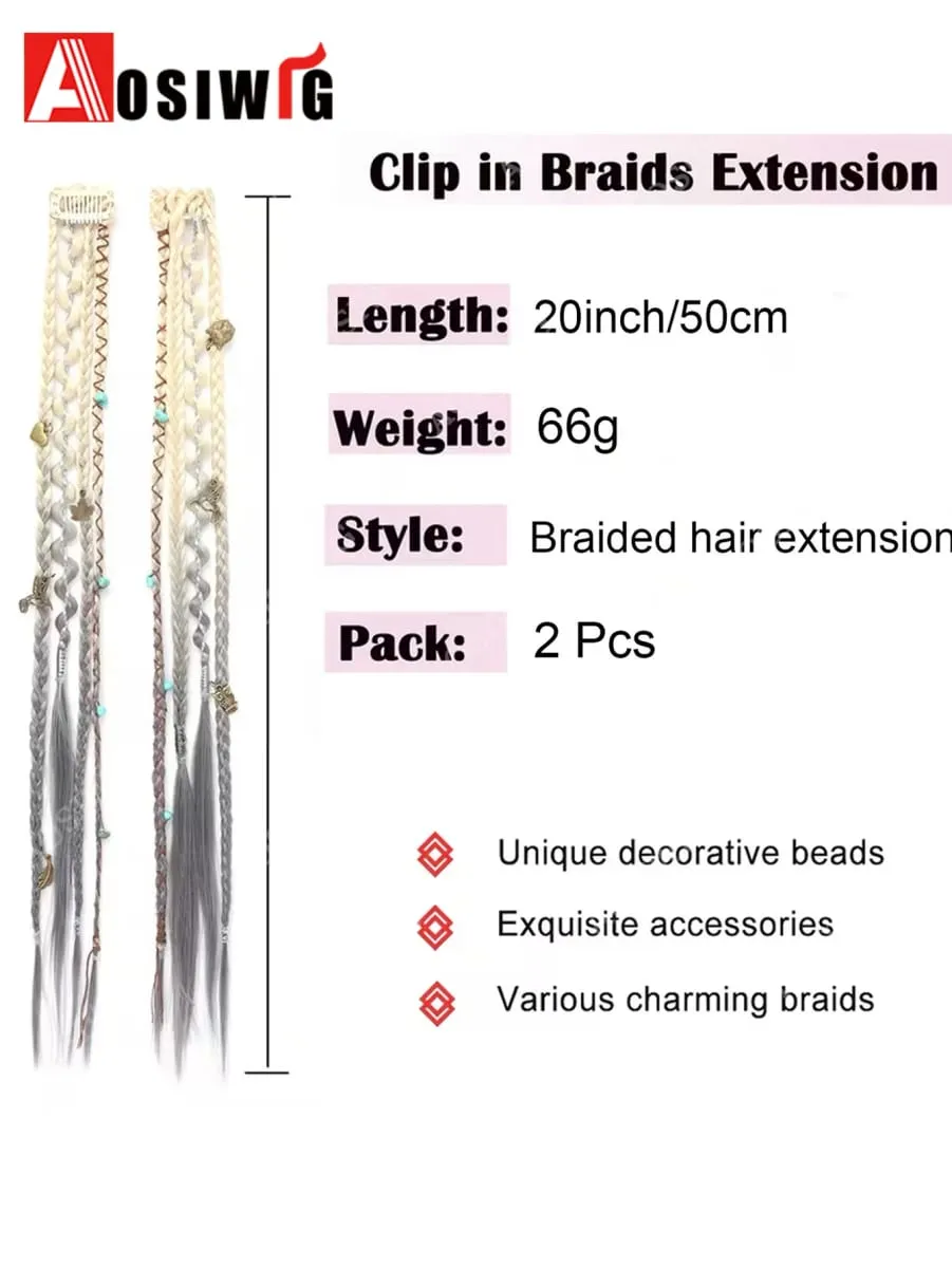 Ombre Synthetic Boho-style Small Twisted Braided Hair Extensions For Women Wig Braids BB Clip-on Spicy Girl Brown Boxing Braids