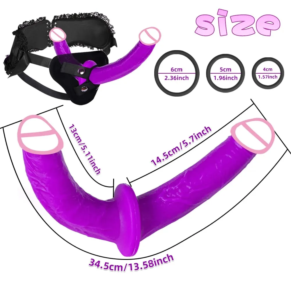 สายDildoสำหรับสตรีเพศของเล่น-Double Ended Dildoเนื้อซิลิโคนแฟนตาซีDildoยาวDildosสายรัดสายรัดขนาดใหญ่Anal Dildos