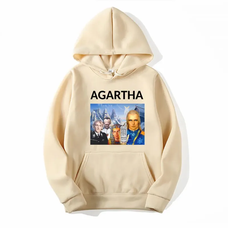 HollowEarth Agartha Meme Graphic Sweatshirt Men Women Hip Hop Vintage Style Hoodies Oversized Long Sleeve Comfort Loose Pullover