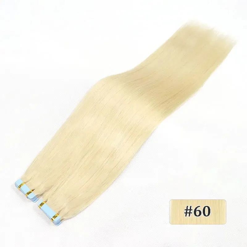 Tape In Hair Extensions Remy Human Hair Blonde Highlight Invisible Hair Extensions For Short Straight Hair 20Inch 20Pcs/Pack