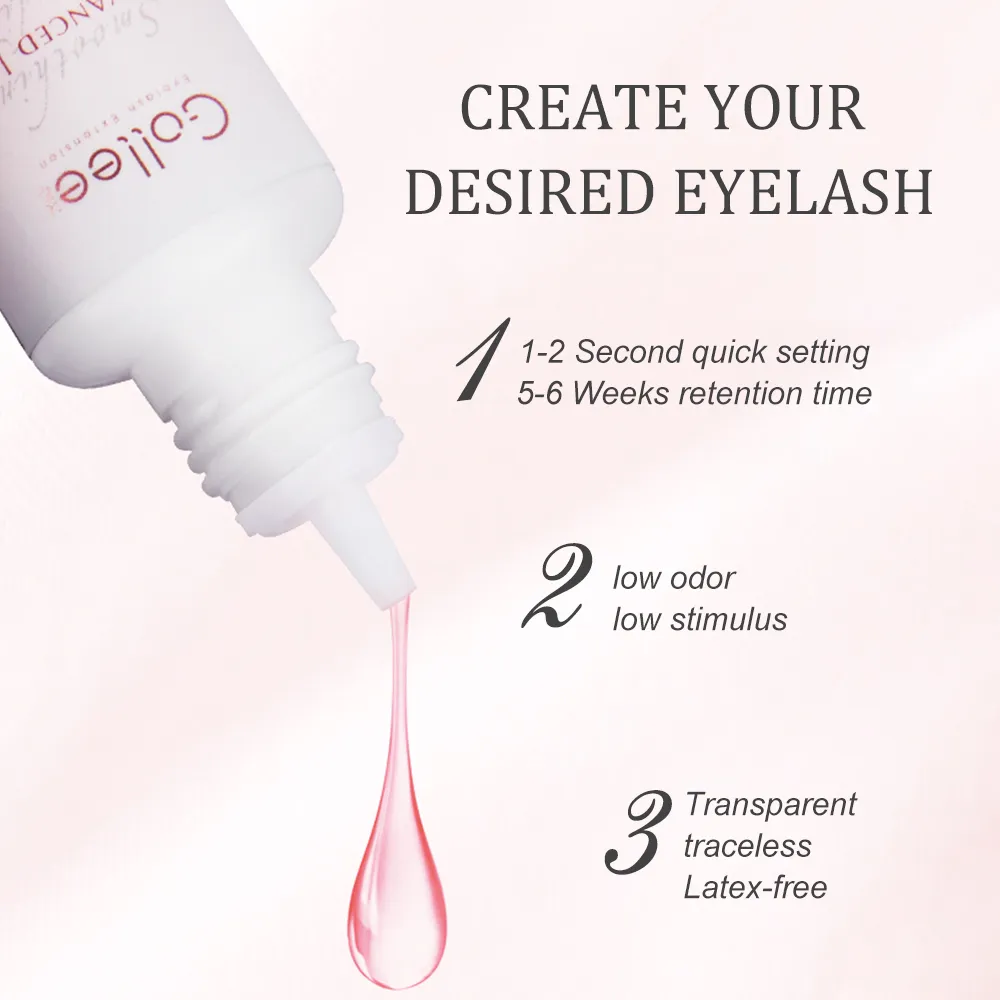 Gollee 0.5-1s Drying Eyelash Extensions Glue Latex-free Lashes Glue Professional Waterproof 6-8 Weeks Eyelash Extension Supplies