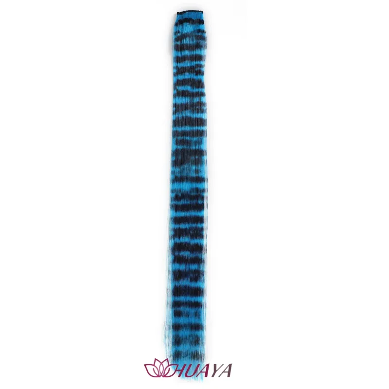 คลิปสังเคราะห์ในการต่อผมที่มีสีสันปลอมผมคลิปในชิ้นเดียววิกผมสำหรับผู้หญิง Y2K ที่มีสีสันต่อผมเสือดาว