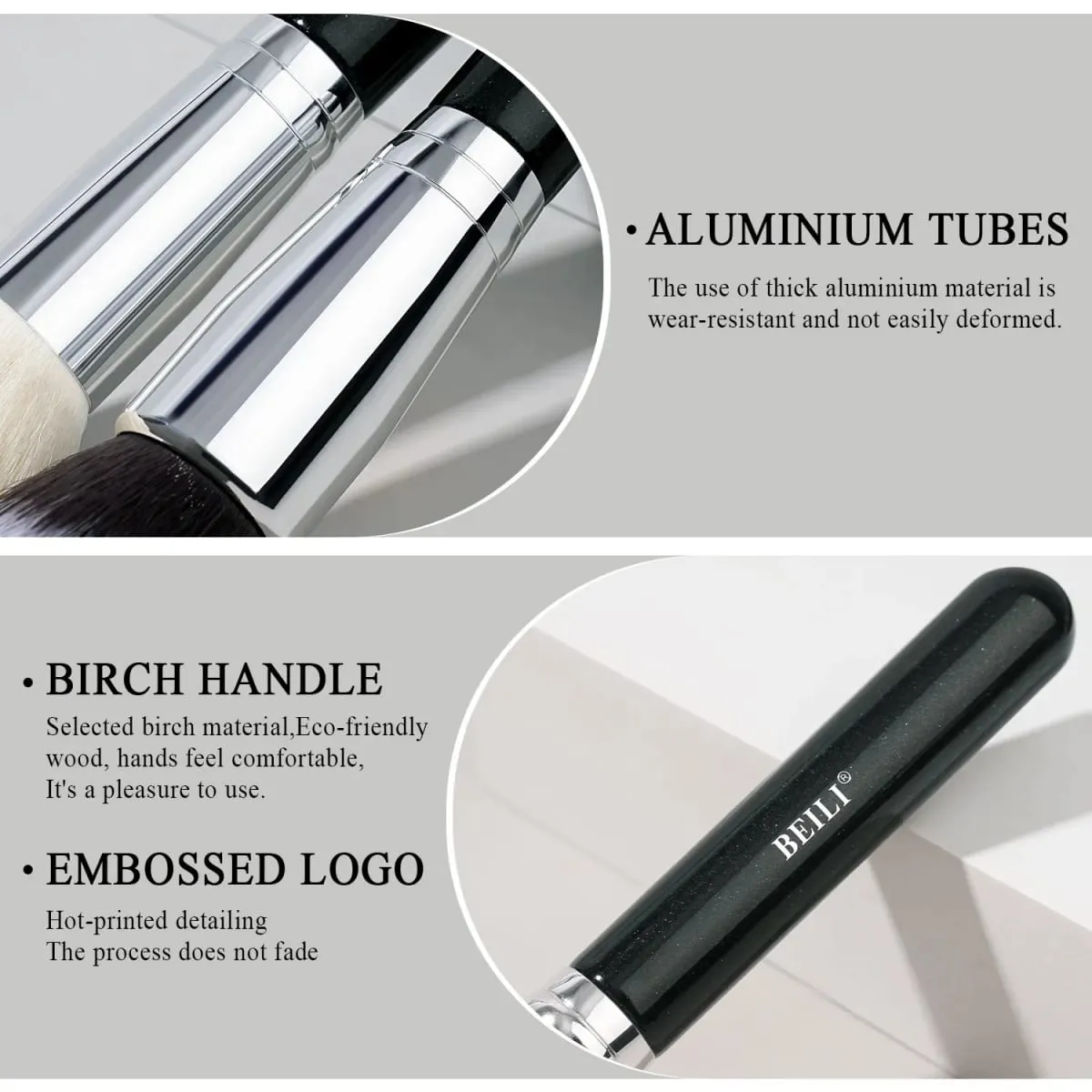 Black Professional Makeup Brush Set Natural Goat Hair Foundation Contour Eyeshadow Beauty Tools for Perfect Application