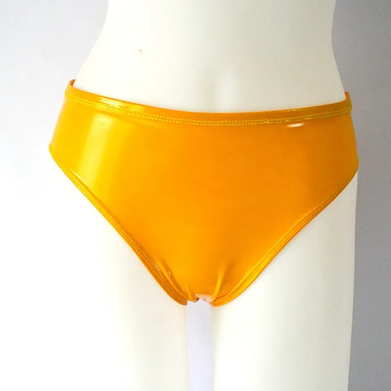 男士性感乳膠光面內褲內衣 Pvc 皮革內褲女式漆皮情趣內衣丁字褲娘娘腔內褲