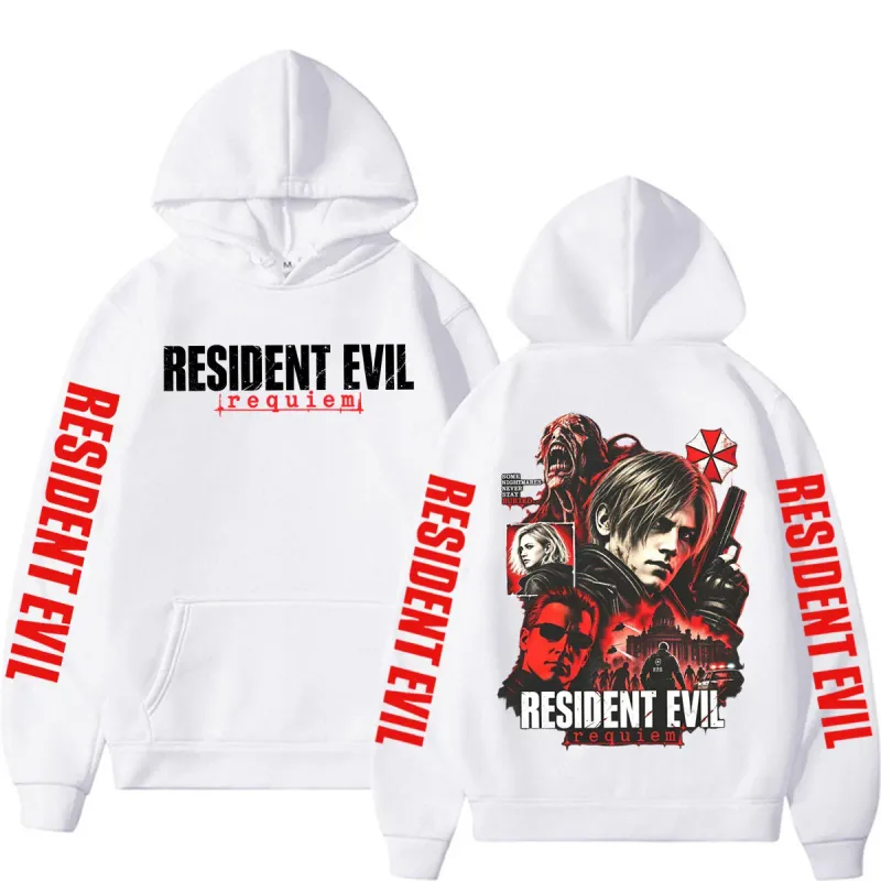 Leon Kennedy Resident Evil Requiem Merch sudaderas hombres mujeres Casual alta calidad polar Sudadera con capucha Harajuku clásico gótico sudaderas